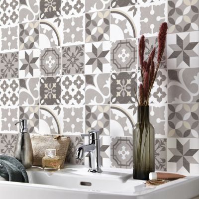 Sticker Mural Carrelage adhésif Cuisine Salle de Bain - 9 STICKERS CARREAUX DE CIMENT AZULEJOS TITO - 9stickers20x20cm