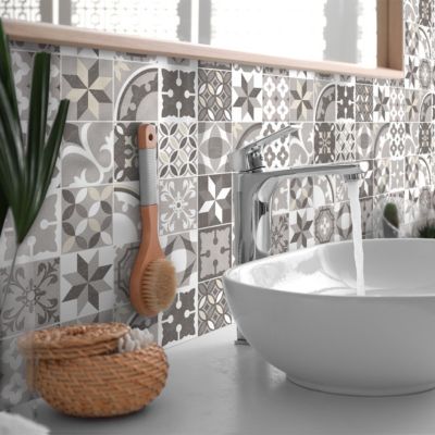 Sticker Mural Carrelage adhésif Cuisine Salle de Bain - 9 STICKERS CARREAUX DE CIMENT AZULEJOS TITO - 9stickers20x20cm