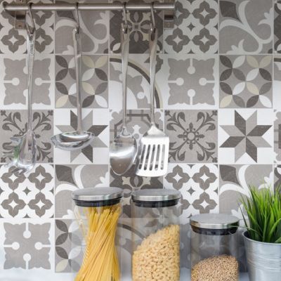Sticker Mural Carrelage adhésif Cuisine Salle de Bain - 9 STICKERS CARREAUX DE CIMENT AZULEJOS TITO - 9stickers20x20cm
