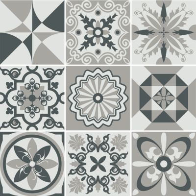Sticker Mural Carrelage adhésif Cuisine Salle de Bain - 9 STICKERS CARREAUX DE CIMENT AZULEJOS ZENIA - 9stickers20x20cm