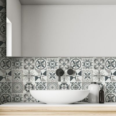 Sticker Mural Carrelage adhésif Cuisine Salle de Bain - 9 STICKERS CARREAUX DE CIMENT AZULEJOS ZENIA - 9stickers20x20cm