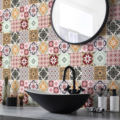 Sticker Mural Carrelage adhésif Cuisine Salle de Bain - 9 STICKERS CARRELAGES AZULEJOS LORIATINA - 9stickers10x10cm