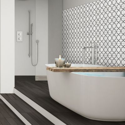 Sticker Mural Carrelage adhésif Cuisine Salle de Bain - 9 STICKERS CARRELAGES AZULEJOS NOIR ET BLANC - 9stickers10x10cm