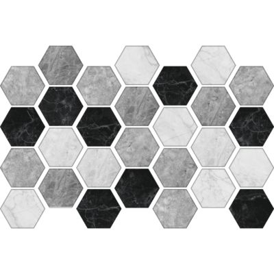 Sticker Mural Carrelage adhésif Cuisine Salle de Bain - CARRELAGES HEXAGONES MARBRE D'ANTAN - 28stickershexagones20x18cm