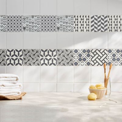 Sticker Mural Carrelage Wallfluent 10x10 cm Motifs graphiques géométriques 24 pcs
