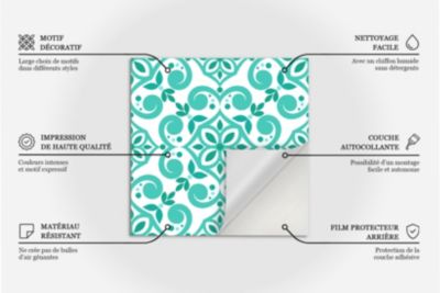 Sticker Mural Carrelage Wallfluent 10x10 cm Motifs graphiques géométriques 24 pcs