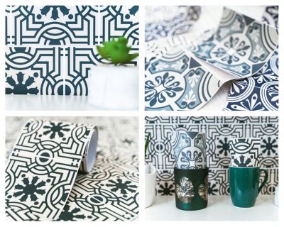 Sticker Mural Carrelage Wallfluent 10x10 cm Motifs graphiques géométriques 24 pcs