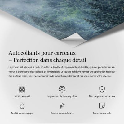 Sticker Mural Carrelage Wallfluent 10x10 cm Vue depuis un bateau sur le lac Cuisine Salle de Bain 24 pcs