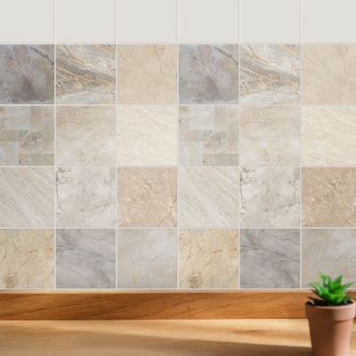 Sticker Mural Carrelage Wallfluent 20x20 cm Mosaïque de pierre élégante 24 pcs