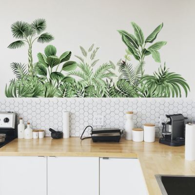 Sticker mural plante verte Sticker mural feuille tropicale Peinture murale plante naturelle