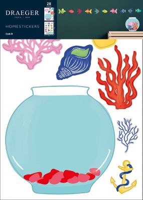 Sticker mural poissons colorés H.69 x l.49cm Draeger