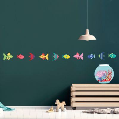 Sticker mural poissons colorés H.69 x l.49cm Draeger
