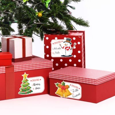 Sticker Noël 4 étiquettes pour cadeaux - Autocollants stickers adhésifs noël - décoration fêtes - 15x20cm