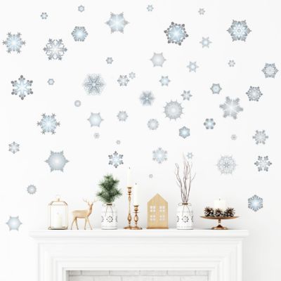 Sticker Noël flocons de neige - Autocollants stickers adhésifs noël - décoration fêtes - 90x120cm