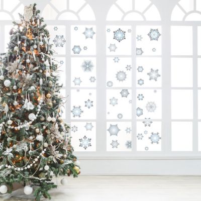 Sticker Noël flocons de neige - Autocollants stickers adhésifs noël - décoration fêtes - 90x120cm