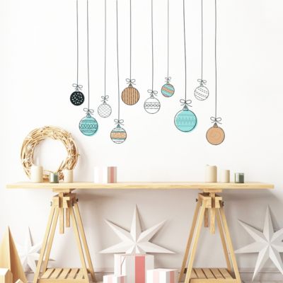 Sticker Noël guirlande boules de noël - Autocollants stickers adhésifs noël - décoration fêtes - 20x35cm