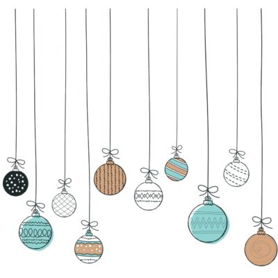 Sticker Noël guirlande boules de noël - Autocollants stickers adhésifs noël - décoration fêtes - 20x35cm