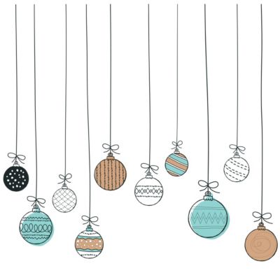 Sticker Noël guirlande boules de noël - Autocollants stickers adhésifs noël - décoration fêtes - 20x35cm