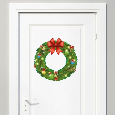 Sticker Noël la couronne - Autocollants stickers adhésifs noël - décoration fêtes - 90x90cm
