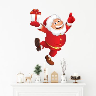 Sticker Noël le joyeux Père Noël - Autocollants stickers adhésifs noël - décoration fêtes - 130x100cm