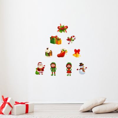 Sticker Noël le Père Noël et ses lutins - Autocollants stickers adhésifs noël - décoration fêtes - 90X205cm