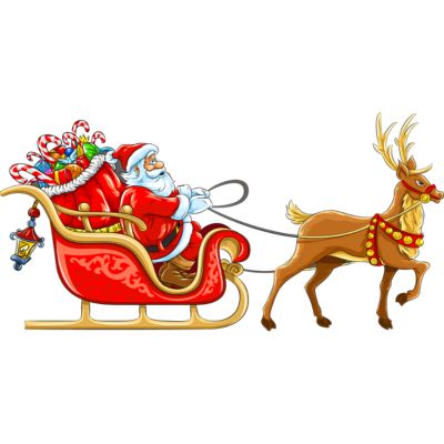 Sticker Noël le Père Noël sur son traineau - Autocollants stickers adhésifs noël - décoration fêtes - 90x180cm