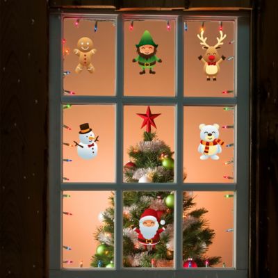 Sticker Noël les petits bonhommes de Noël - Autocollants stickers adhésifs noël - décoration fêtes - 80x90cm