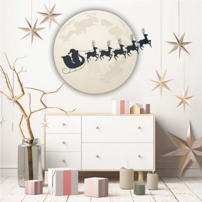 Sticker Noël père noël au clair de la lune - Autocollants stickers adhésifs noël - décoration fêtes - 70x75cm