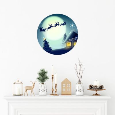 Sticker Noël voyage du père noël - Autocollants stickers adhésifs noël - décoration fêtes - 50x50cm
