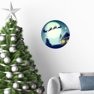 Sticker Noël voyage du père noël - Autocollants stickers adhésifs noël - décoration fêtes - 50x50cm
