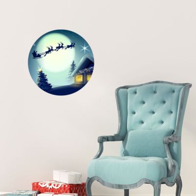 Sticker Noël voyage du père noël - Autocollants stickers adhésifs noël - décoration fêtes - 50x50cm