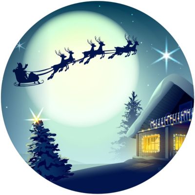 Sticker Noël voyage du père noël - Autocollants stickers adhésifs noël - décoration fêtes - 50x50cm