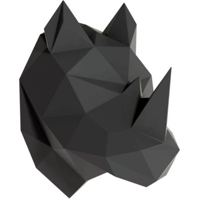 Sticker origami 3D rhinocéros noir de profil 40 x 30 cm