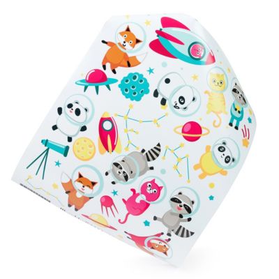 Sticker phosphorescent lumineux - ANIMAUX ASTRONAUTES DANS L'ESPACE - Autocollant mural plafond enfant fluorescent - 40x30cm