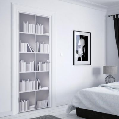 Sticker Porte Bibliothèque Blanche 3D 204 x 83 cm