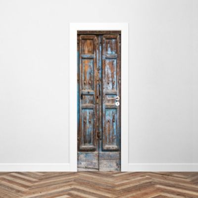 Sticker Porte Bois Bleu 204 x 63 cm