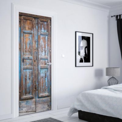 Sticker Porte Bois Bleu 204 x 63 cm