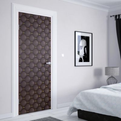 Sticker Porte Capiton Marron 204 x 93 cm