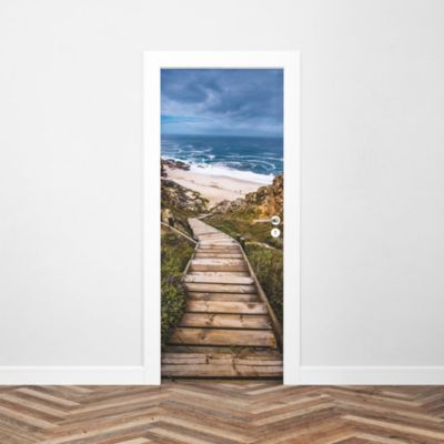 Sticker Porte Escalier Plage 204 x 83 cm