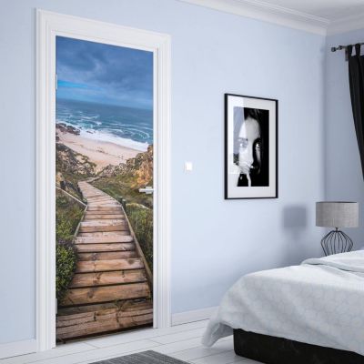 Sticker Porte Escalier Plage 204 x 83 cm