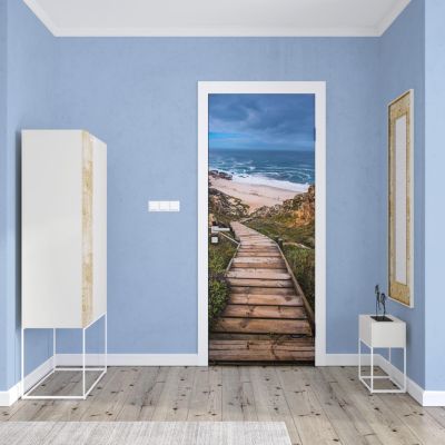 Sticker Porte Escalier Plage 204 x 83 cm
