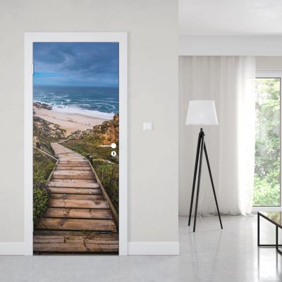 Sticker Porte Escalier Plage 204 x 83 cm