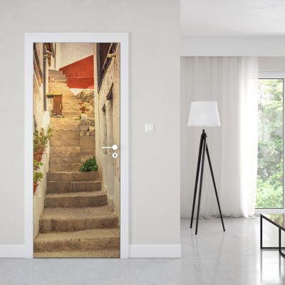 Sticker Porte Escalier Ruelle 204 x 93 cm