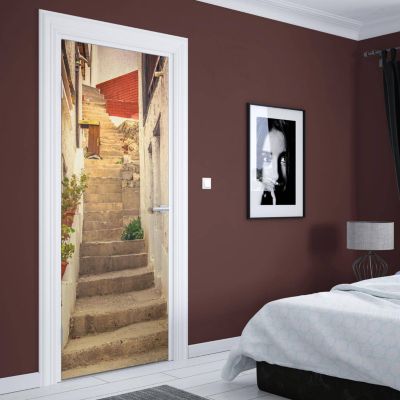 Sticker Porte Escalier Ruelle 204 x 93 cm
