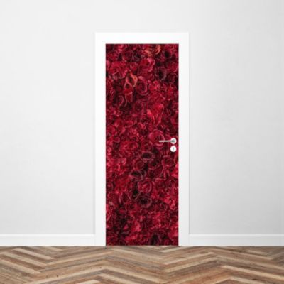Sticker Porte Fleurs Rouges 204 x 73 cm