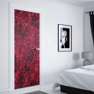 Sticker Porte Fleurs Rouges 204 x 73 cm