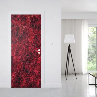 Sticker Porte Fleurs Rouges 204 x 73 cm