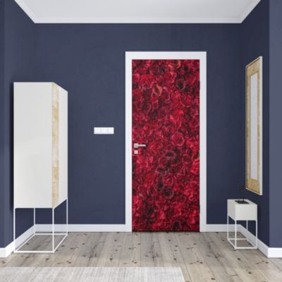 Sticker Porte Fleurs Rouges 204 x 73 cm