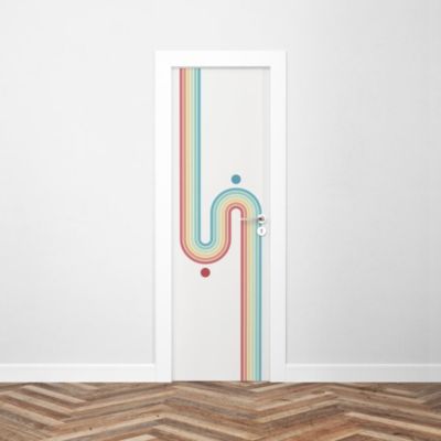 Sticker Porte Modern Rétro Rainbow 204 x 63 cm