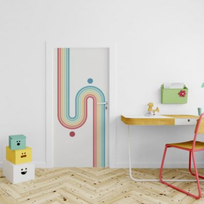 Sticker Porte Modern Rétro Rainbow 204 x 63 cm
